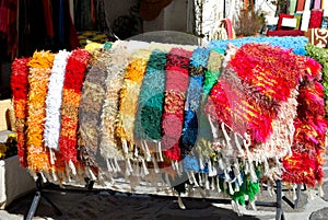 Colourful handmade rugs, Pampaneira, Spain.