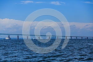 Span of Steel Bridge Over Blue Water