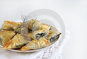 Spanakopita, greek cuisine.