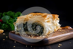 Spanakopita greek pastry dish. Generate Ai