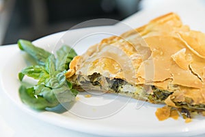 Spanakopita. Spinach and feta pie