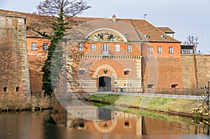 Spandau Citadel with its gate house and a draw bridge in Berlin, Germany