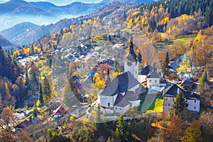 The Spania Dolina village with church and historic buildings in