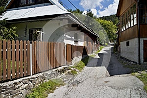 Spania Valley, Slovakia: a typical alley between older houses in the mining village Spania valley