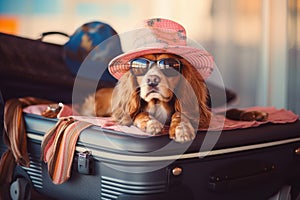 Spaniel breed dog travel. Generate Ai