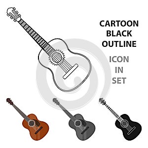 Spanish acoustic guitar icon in cartoon style isolated on white background. Spain country symbol stock vector