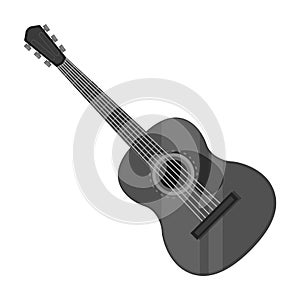 Spanish acoustic guitar icon in monochrome style isolated on white background. Spain country symbol stock vector