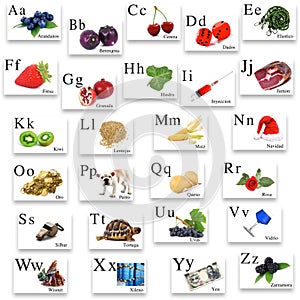 Spanish alphabet on white background