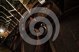 Spanish artisan cellar wine barrels