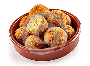 Spanish bacalao croquettes served for tapas photo