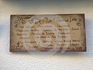 Spanish Bakery blackboard