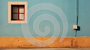 Spanish Bauhaus Architecture: Light Blue Wall With Documentary Travel Photography Style