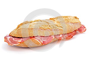 Spanish bocadillo de lomo embuchado, a sandwich with cold meats photo
