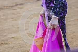 Spanish Bullfighter with the Cape in the bullring