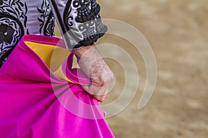 Spanish Bullfighter with the Cape in the bullring