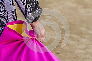 Spanish Bullfighter with the Cape in the bullring