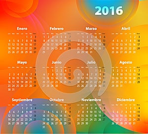 Spanish Calendar for 2016 on abstract circles