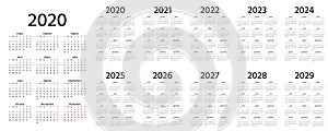 2020 Spanish Calendar. Vector illustration. Template year planner photo