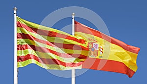 Spanish and catalan flag