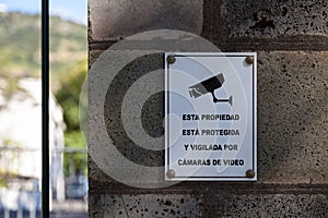 Spanish CCTV warning sign photo