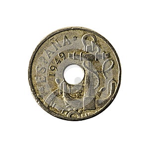 50 spanish centimos coin 1949 reverse photo