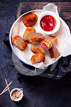 Spanish Cheese Croquettes with Ham..style rustic