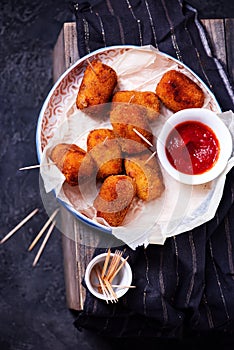 Spanish Cheese Croquettes with Ham..style rustic