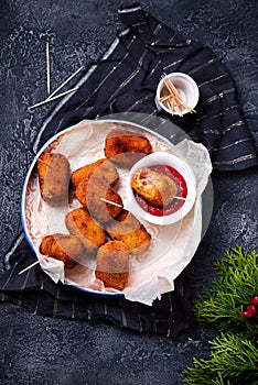 Spanish Cheese Croquettes with Ham..style rustic