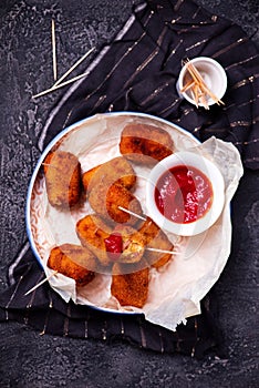 Spanish Cheese Croquettes with Ham..style rustic