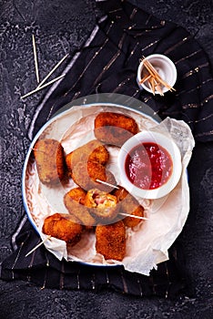 Spanish Cheese Croquettes with Ham..style rustic