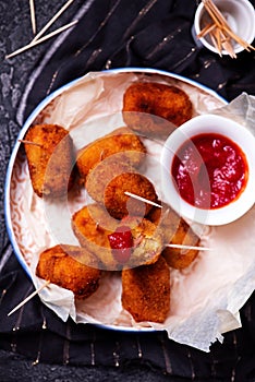 Spanish Cheese Croquettes with Ham..style rustic