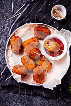 Spanish Cheese Croquettes with Ham..style rustic