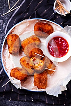 Spanish Cheese Croquettes with Ham..style rustic