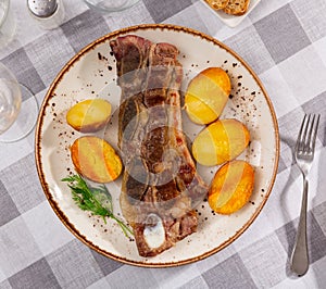 Spanish Churrasco - grilled veal served with broiled sweet pepper and potato
