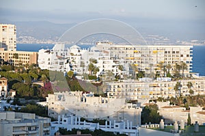 Spanish city on the Mediterranean coast. Spanish tourist town near the sea.