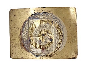 Spanish civil war. Original brass buckle of the Basque gudaris.