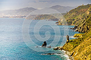 Spanish coast landscape, cliffs in Andalusia