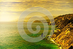 Spanish coast landscape, cliffs in Andalusia