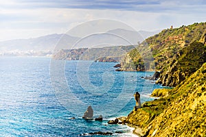 Spanish coast landscape, cliffs in Andalusia