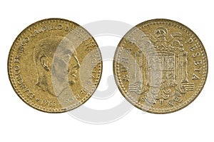 Spanish coin one peseta 1966. photo
