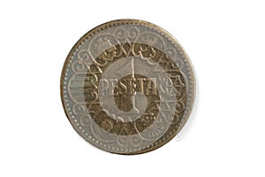 Spanish coin, una peseta photo