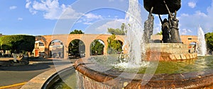 Spanish colonial aquaeduct in Morelia, Central photo