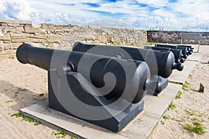Spanish colonial cannons  on top of an old Spanish fort Castillo de San Marcos