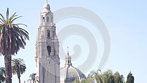 Spanish colonial revival architecture, Bell Tower relief, San Diego, Balboa Park