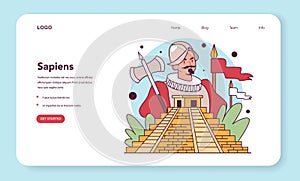 Spanish conquest of the Aztec web banner or landing page. Spanish