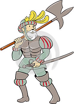 Spanish Conquistador Ax Sword Cartoon photo
