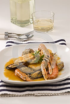 Spanish cuisine. Catalan fish stew.