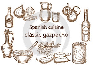 Spanish cuisine. Classic gazpacho ingredients