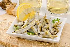 Spanish Cuisine. Deep Fried Seafood. Pescaito Frito. photo