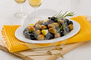 Spanish Cuisine. Marinated olives.